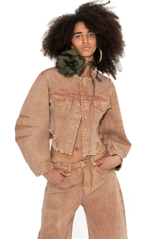 BROWN ROUND SLEEVE CROPPED JACKET sold by Marques ’ Almeida