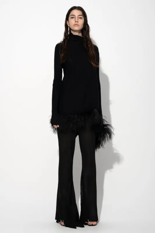 BLACK MERINO DRAPED JUMPER WITH FEATHERS sold by Marques ’ Almeida