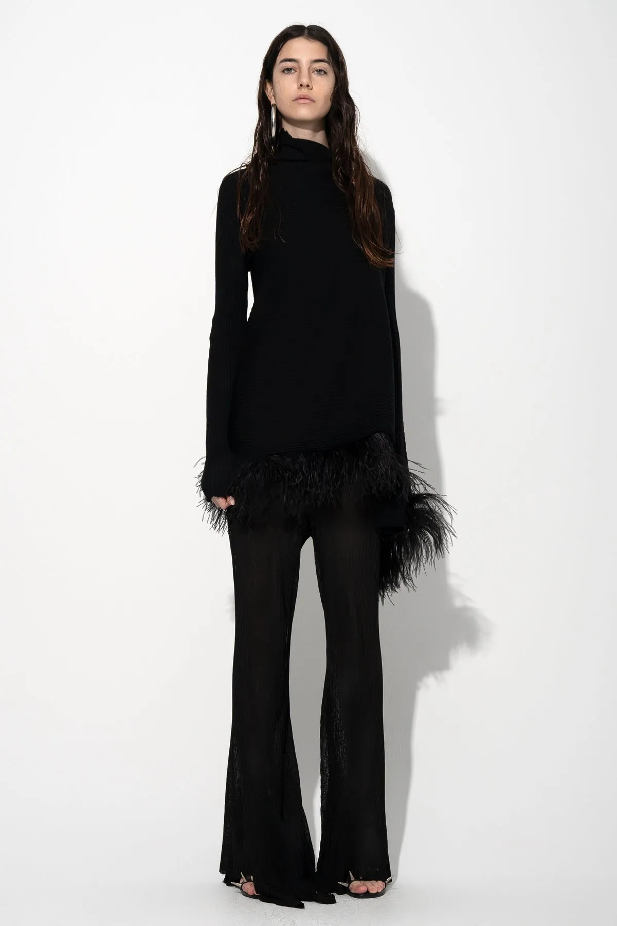 BLACK MERINO DRAPED JUMPER WITH FEATHERS sold by Marques ’ Almeida