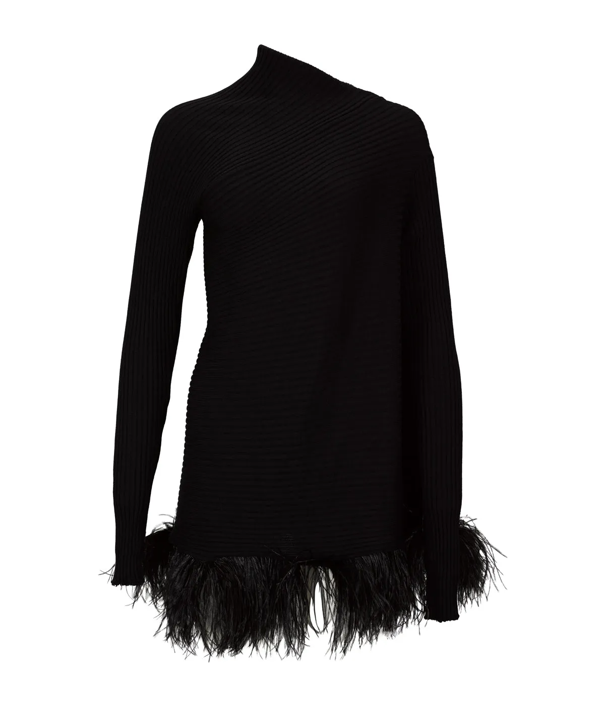 BLACK MERINO DRAPED JUMPER WITH FEATHERS sold by Marques ’ Almeida product image thumbnail 2