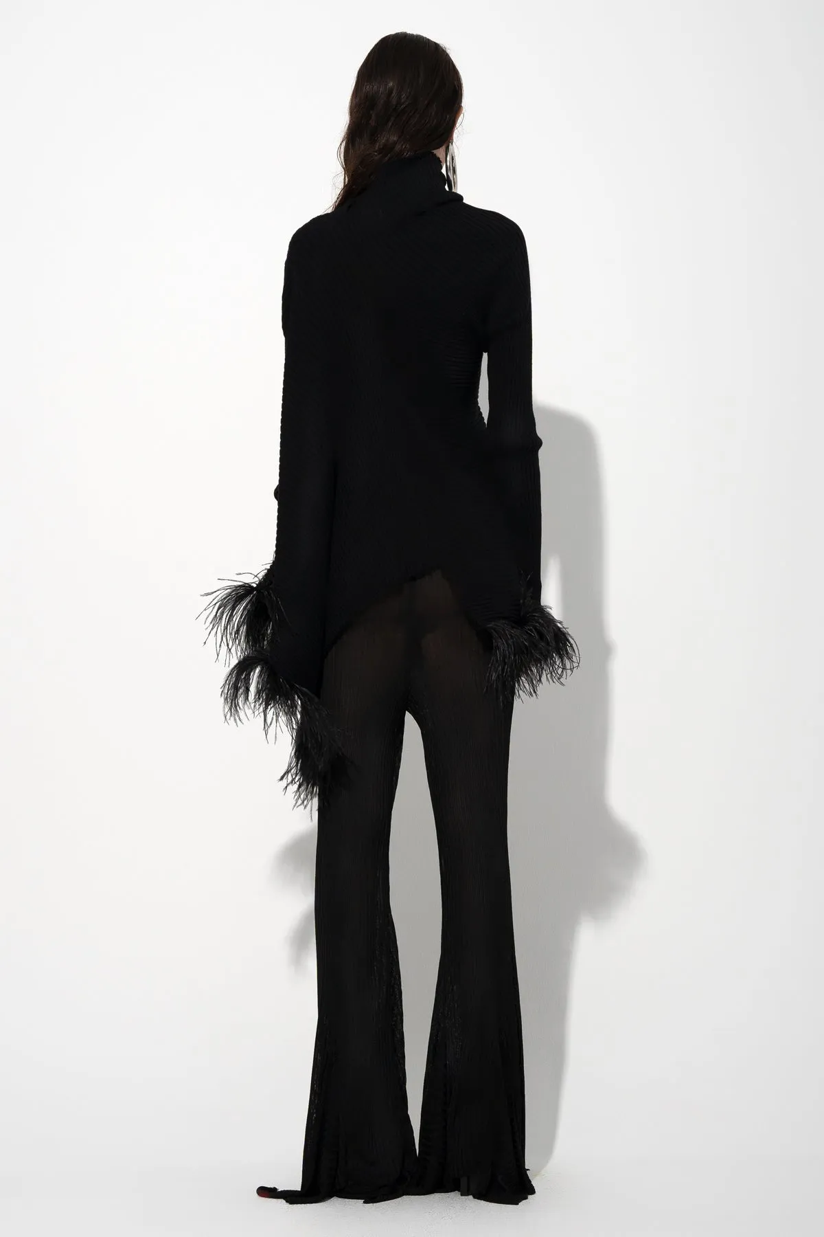 BLACK MERINO DRAPED JUMPER WITH FEATHERS sold by Marques ’ Almeida product image thumbnail 3