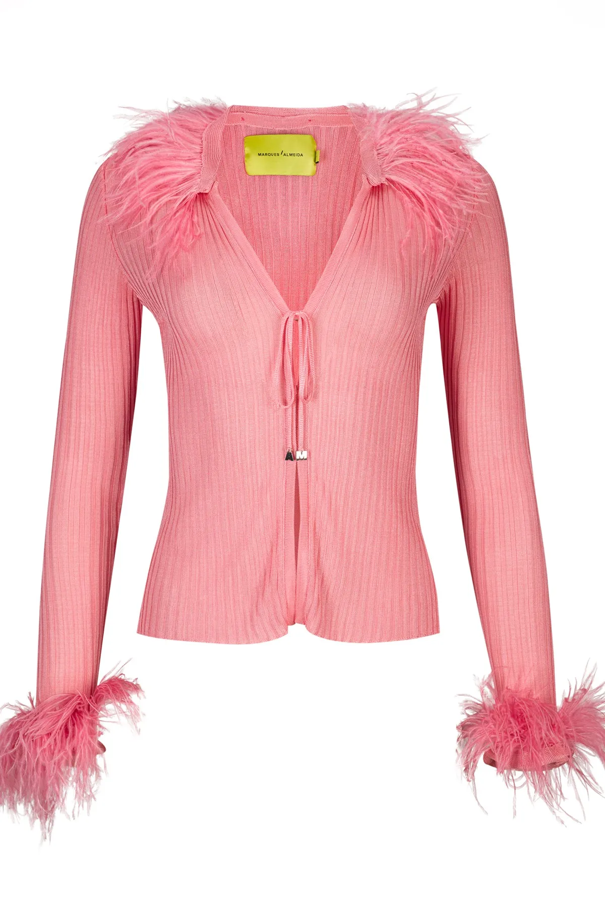 LIGHT PINK VISCOSE KNITTED TOP WITH FEATHERS sold by Marques ’ Almeida product image thumbnail 2