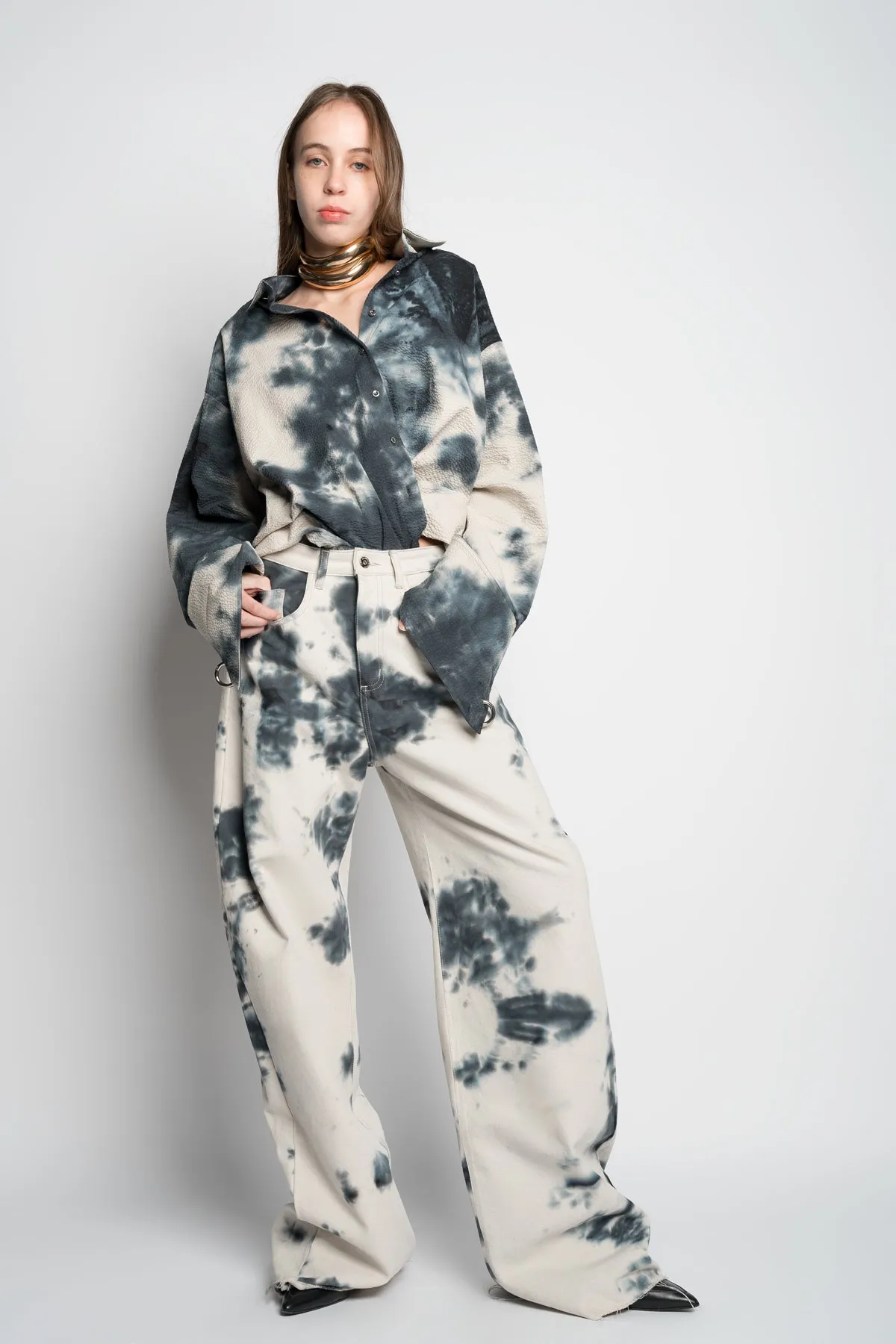 TIE DYE BLACK BOYFRIEND TROUSERS sold by Marques ’ Almeida product image thumbnail 5