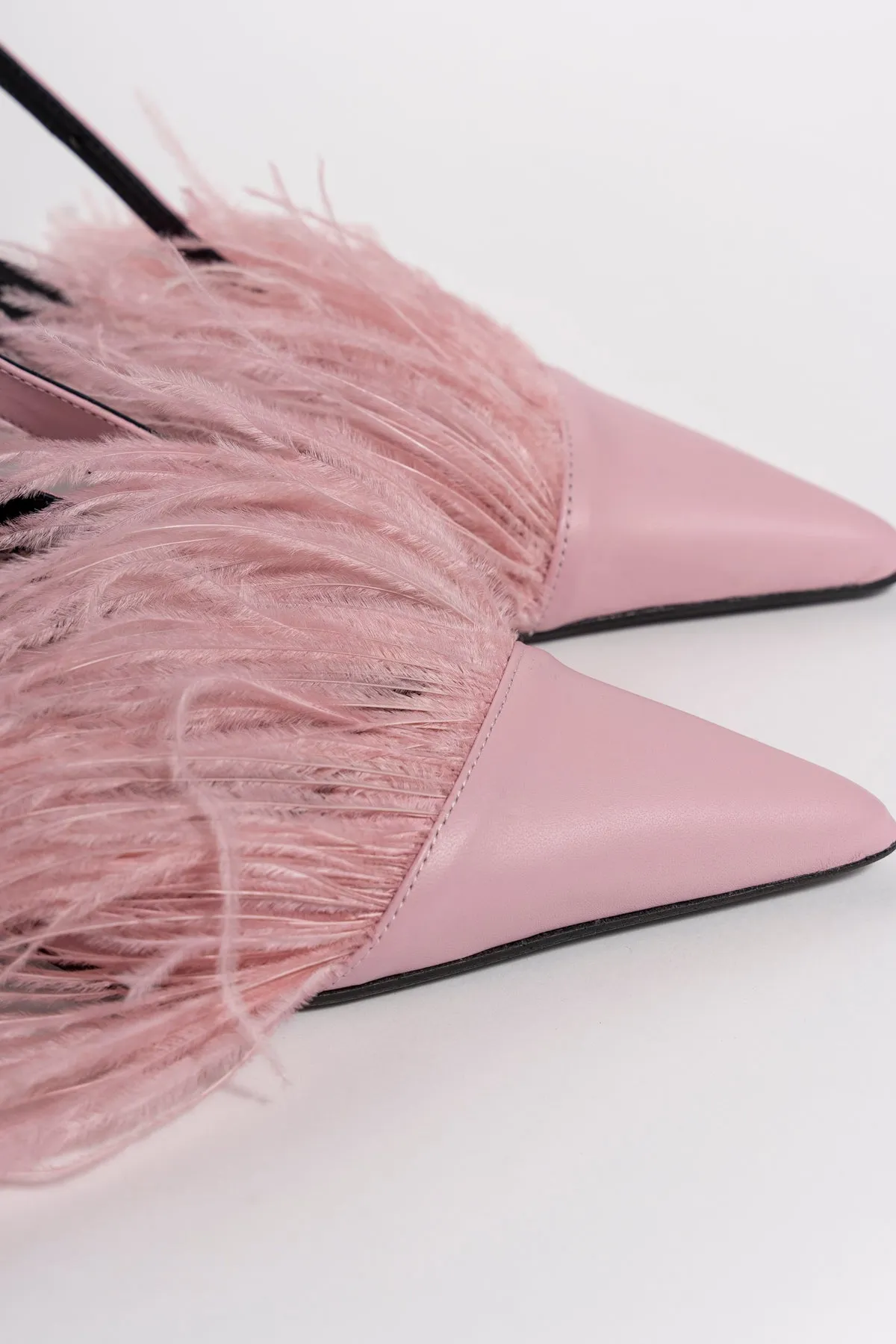 LIGHT PINK FEATHER SLING BACKS PUMPS sold by Marques ’ Almeida product image thumbnail 5
