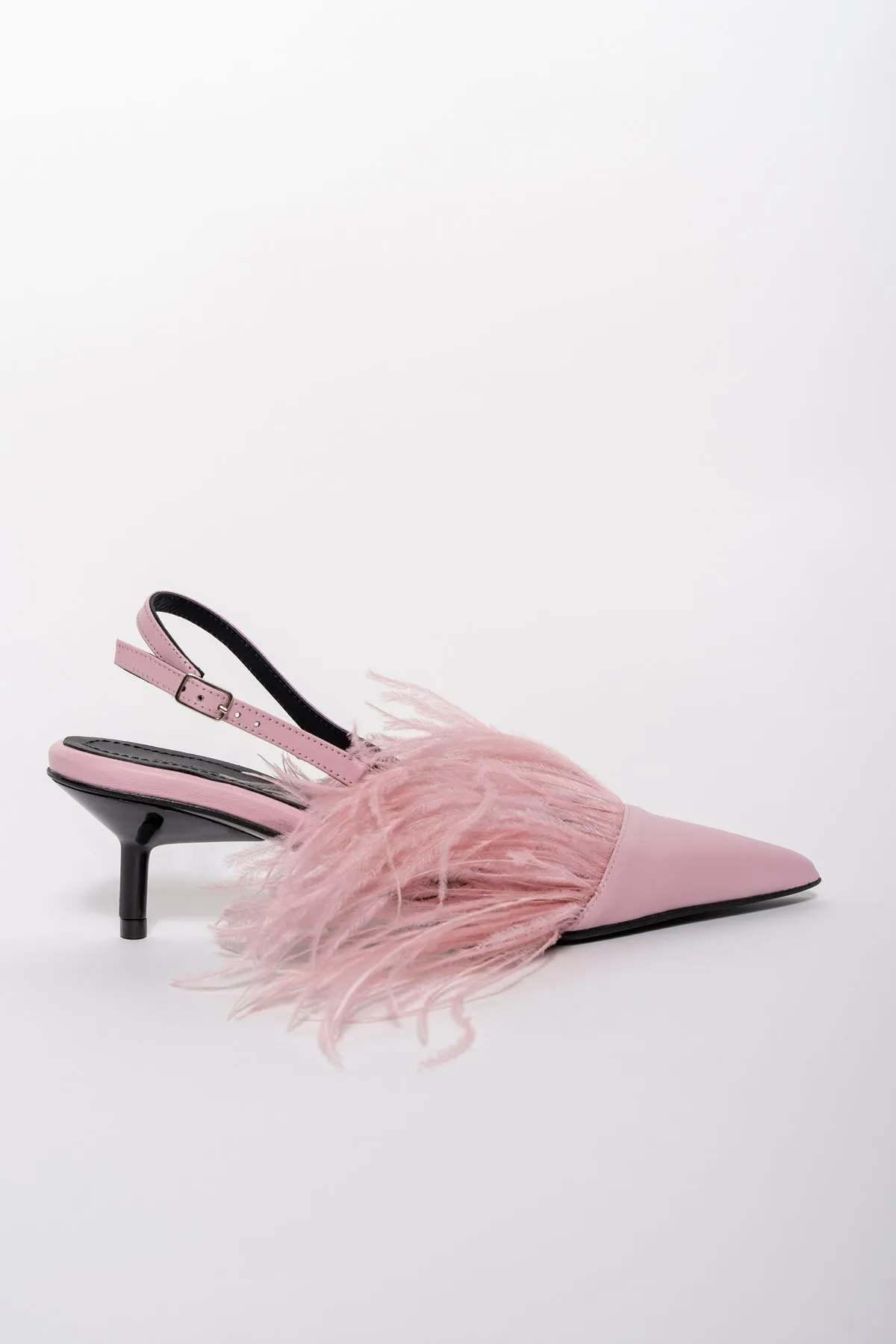 LIGHT PINK FEATHER SLING BACKS PUMPS sold by Marques ’ Almeida product image thumbnail 4