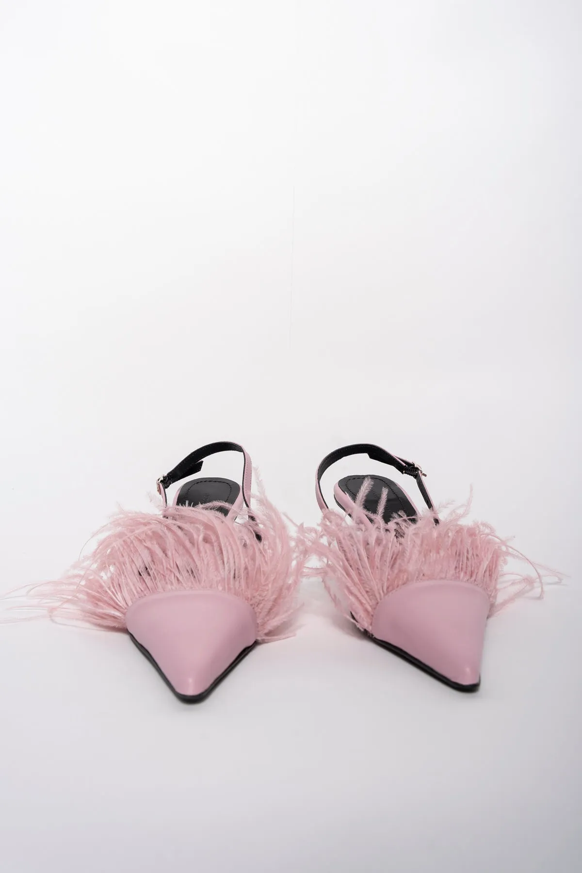 LIGHT PINK FEATHER SLING BACKS PUMPS sold by Marques ’ Almeida product image thumbnail 3