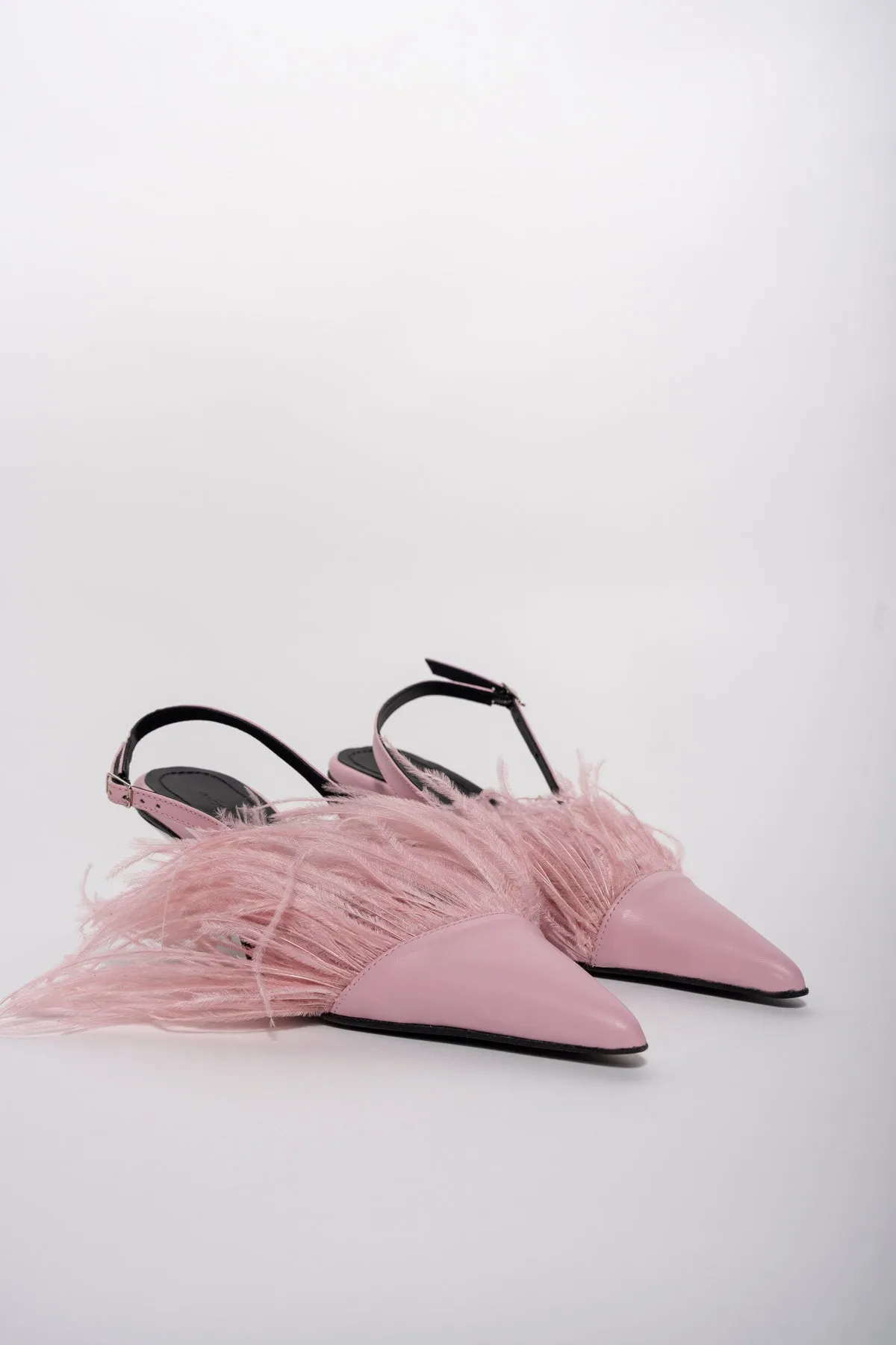 LIGHT PINK FEATHER SLING BACKS PUMPS sold by Marques ’ Almeida