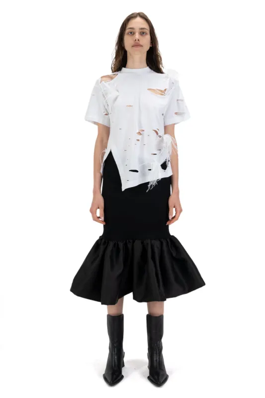 WHITE DISTRESSED T-SHIRT WITH FEATHERS sold by Marques ’ Almeida