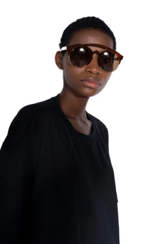 DARK BROWN BRIDGED SUNGLASSES made by Marques ’ Almeida