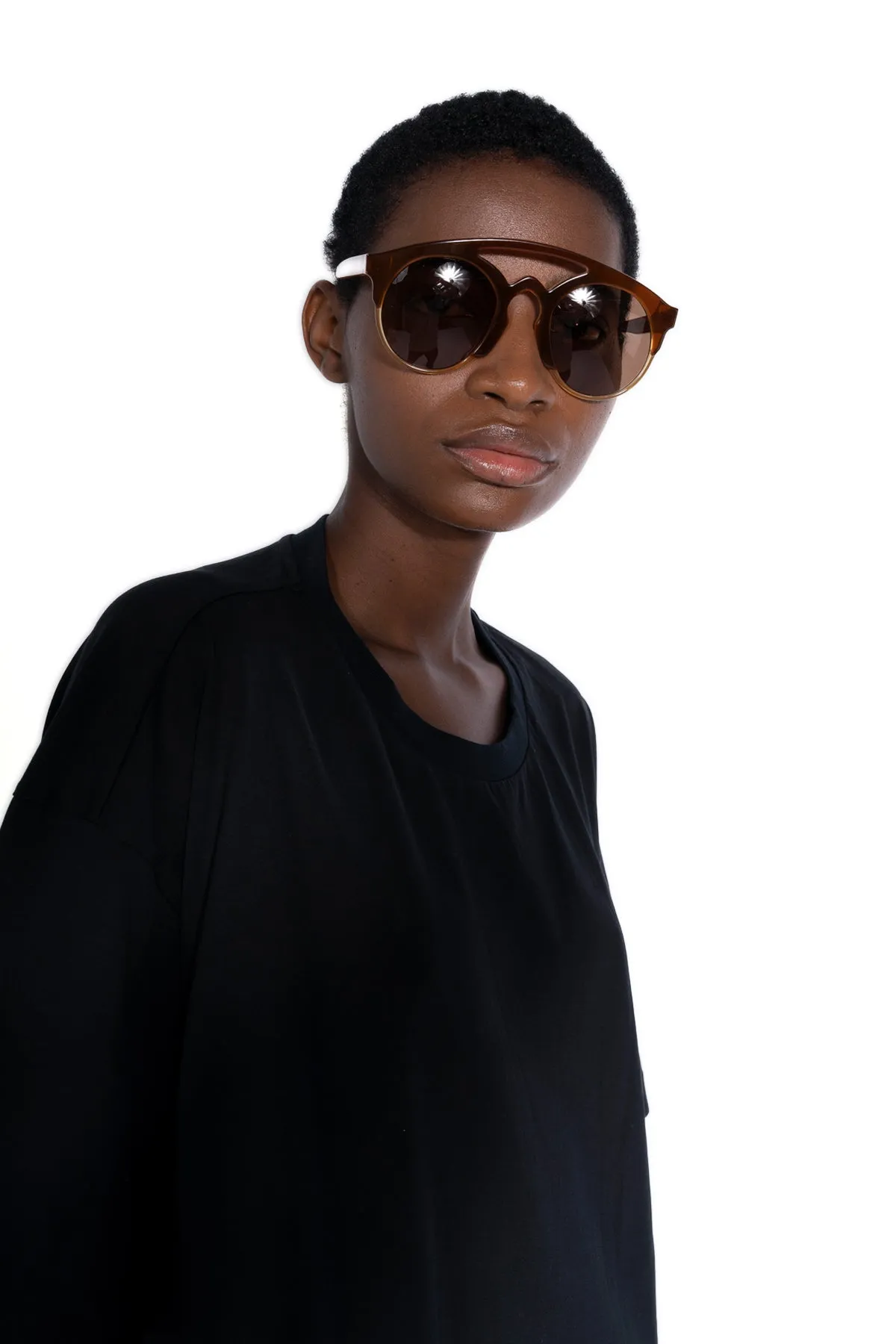 DARK BROWN BRIDGED SUNGLASSES sold by Marques ’ Almeida