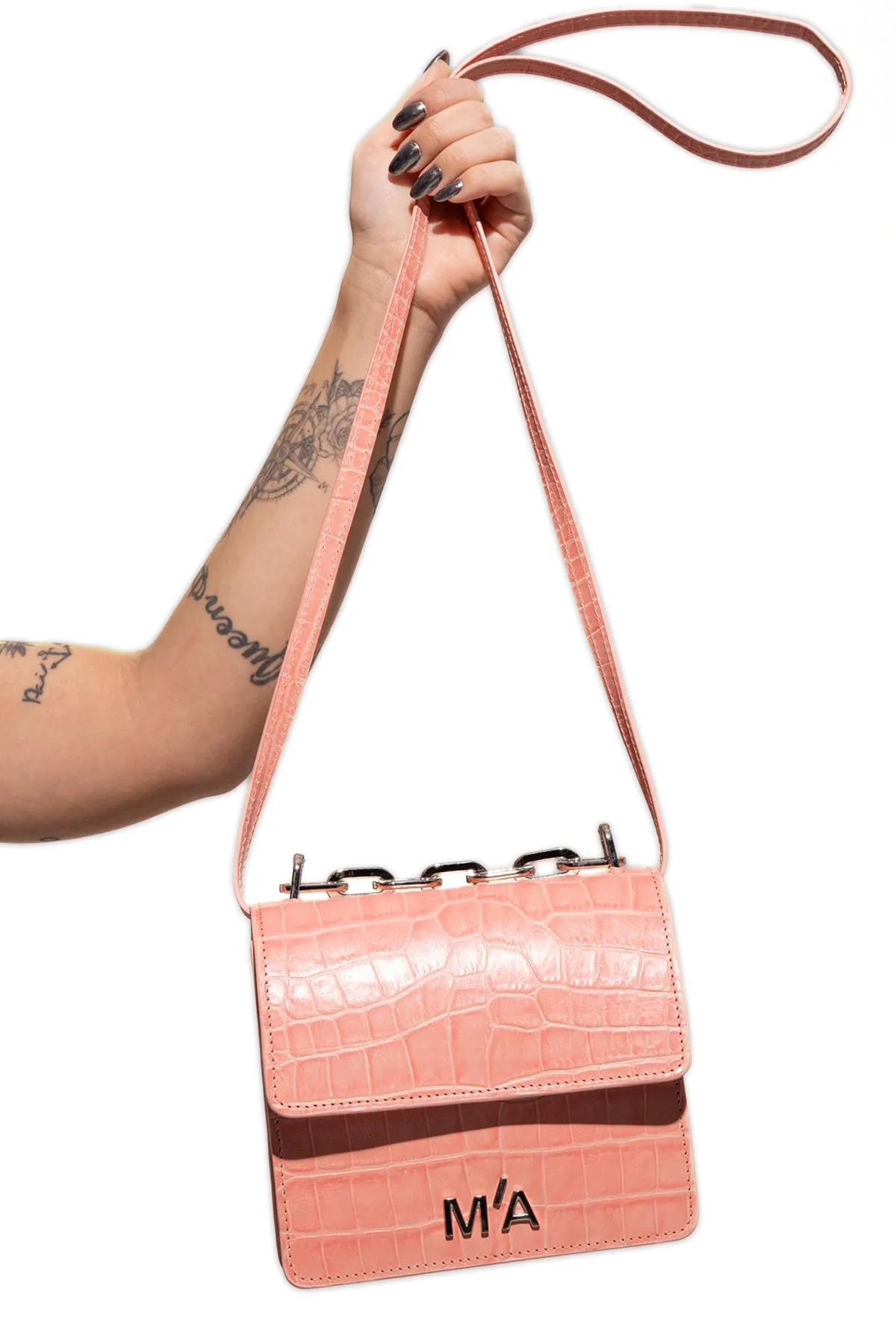 MINI CHAIN BAG IN PINK CROCO sold by Marques ’ Almeida