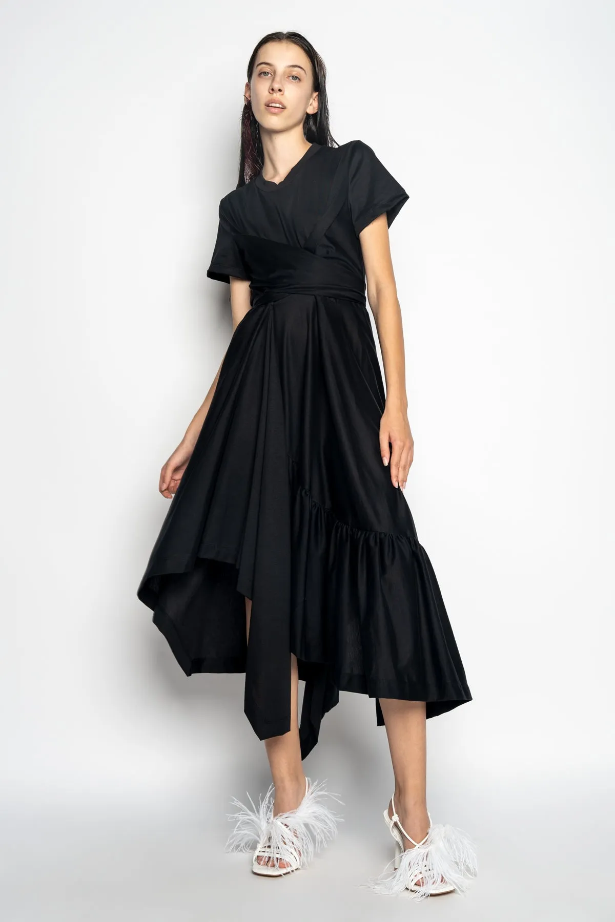 BLACK CROSS WAIST DRAPE T-SHIRT DRESS sold by Marques ’ Almeida product image thumbnail 5