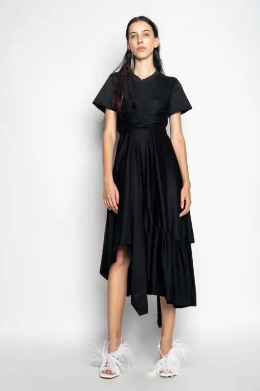 BLACK CROSS WAIST DRAPE T-SHIRT DRESS sold by Marques ’ Almeida
