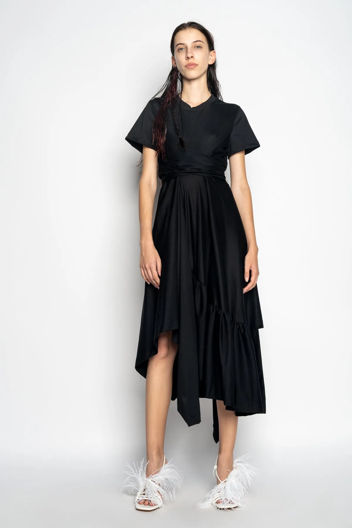 BLACK CROSS WAIST DRAPE T-SHIRT DRESS sold by Marques ’ Almeida