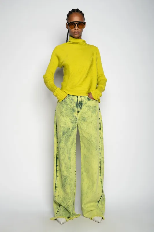 LIME MERINO DRAPED JUMPER made by Marques ’ Almeida