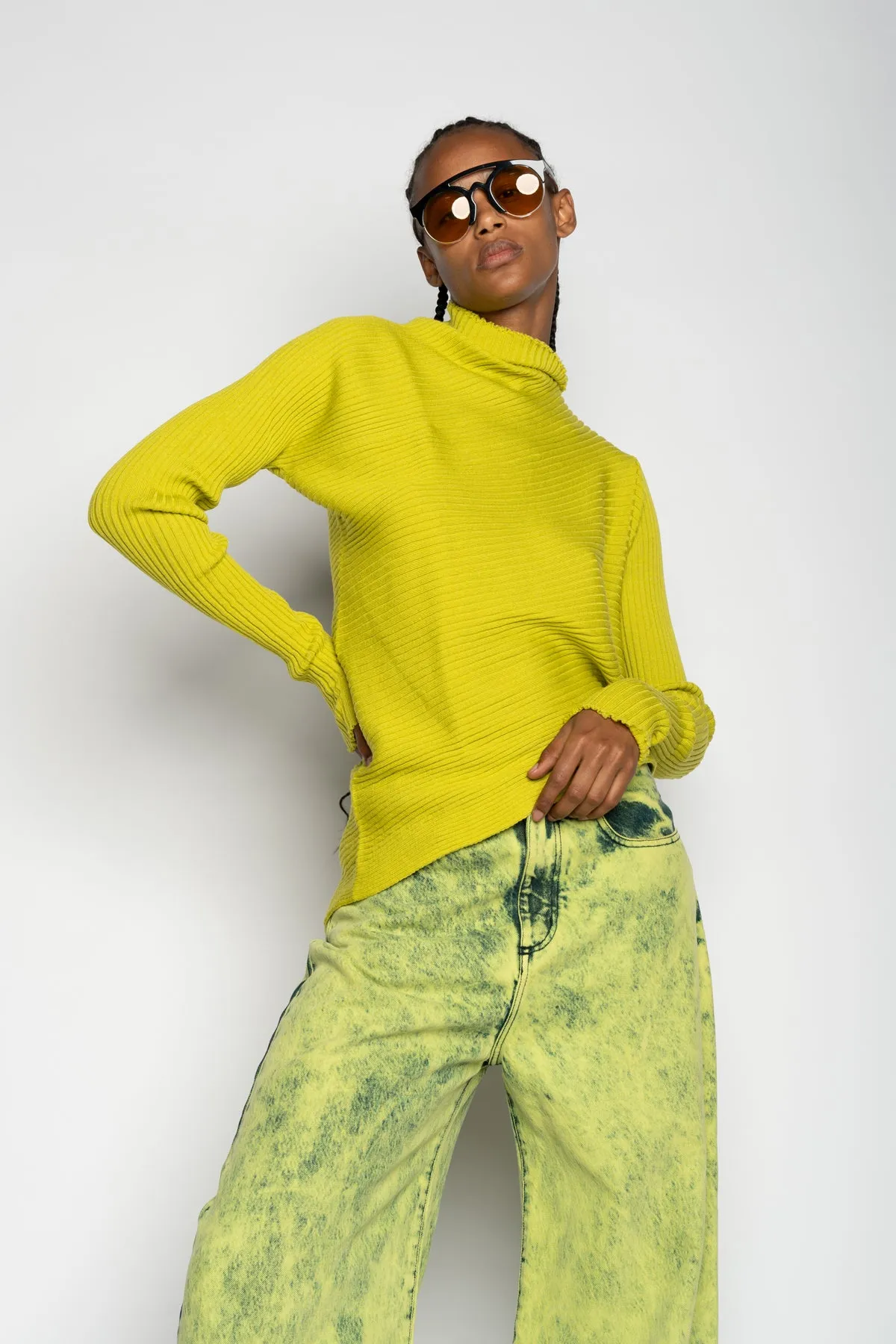 LIME MERINO DRAPED JUMPER sold by Marques ’ Almeida product image thumbnail 4