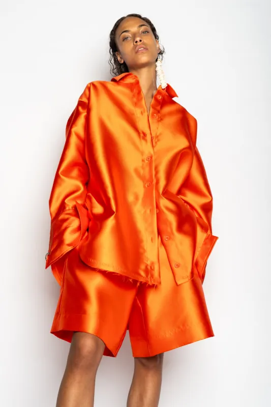 ORANGE SATIN OVERSIZED SHIRT made by Marques ’ Almeida