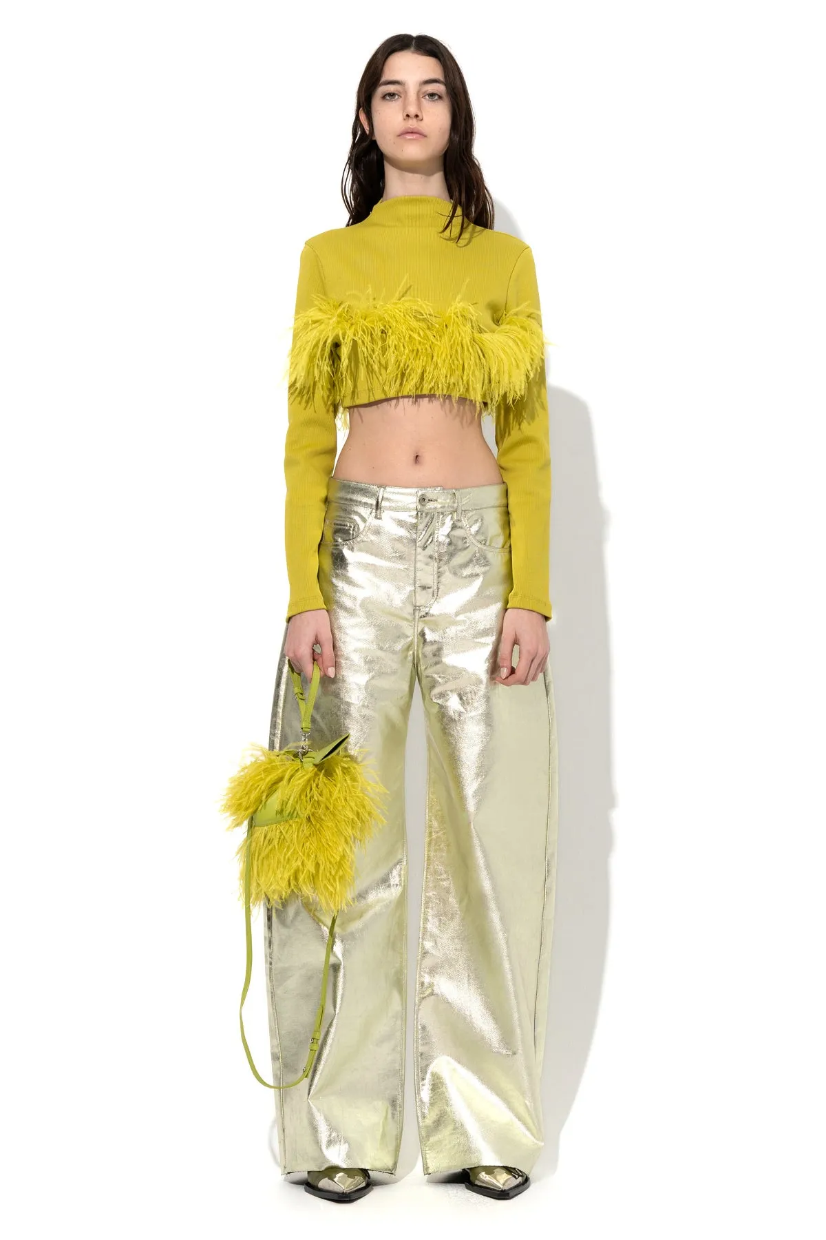 LIME CROPPED FEATHER TOP sold by Marques ’ Almeida