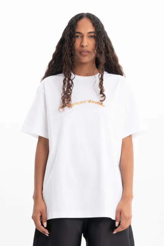 WHITE OVERSIZED T-SHIRT WITH GOLD LOGO made by Marques ’ Almeida
