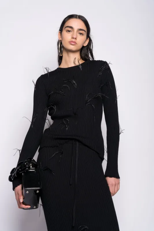 BLACK MERINO CREW NECK TOP sold by Marques ’ Almeida