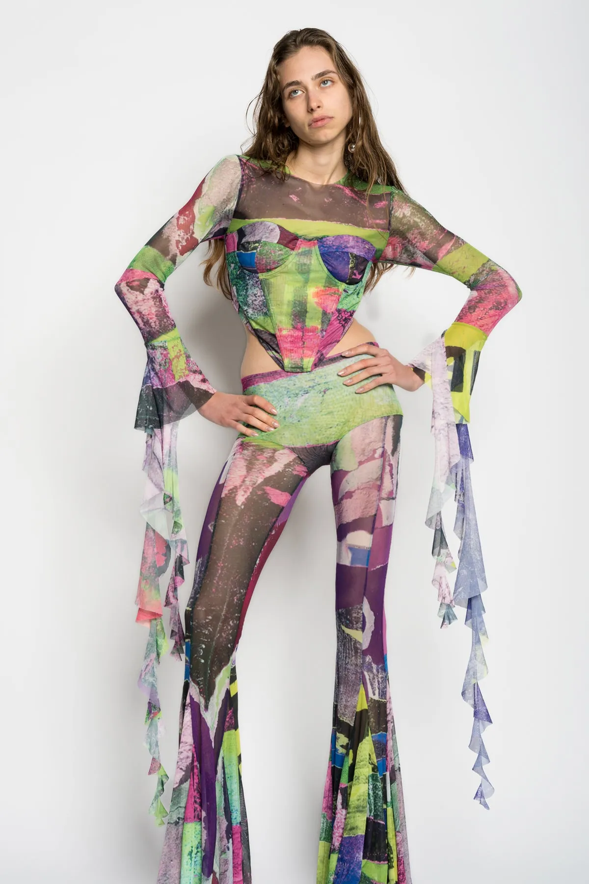 GRAFFITI PRINT MESH CORSET TOP sold by Marques ’ Almeida product image thumbnail 3