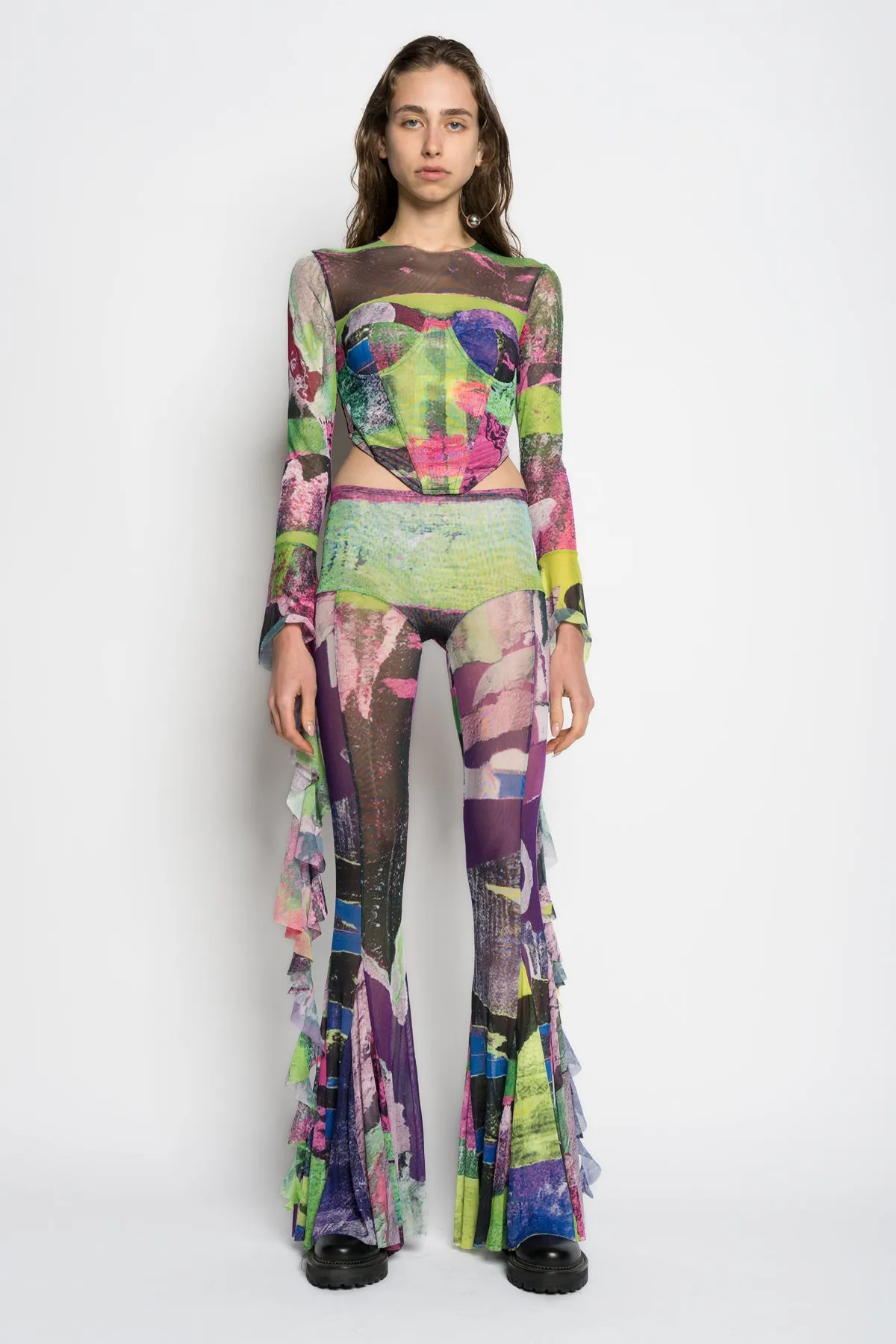 GRAFFITI PRINT MESH CORSET TOP sold by Marques ’ Almeida