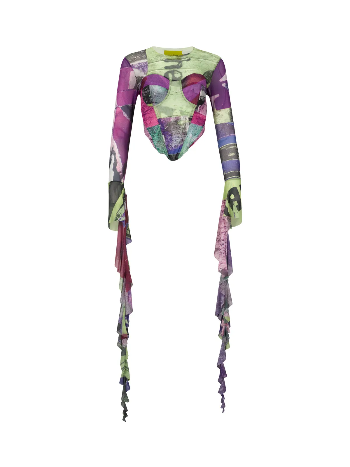 GRAFFITI PRINT MESH CORSET TOP sold by Marques ’ Almeida product image thumbnail 2
