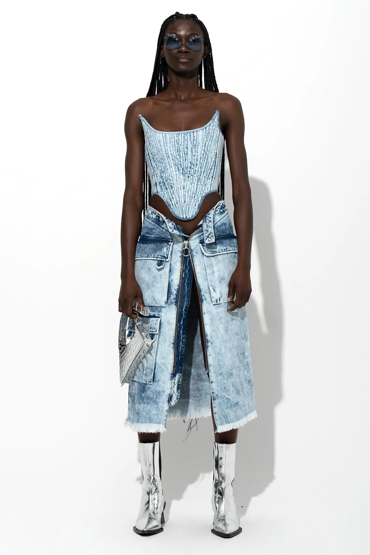 ACID WASH DENIM MULTI POCKET SKIRT sold by Marques ’ Almeida
