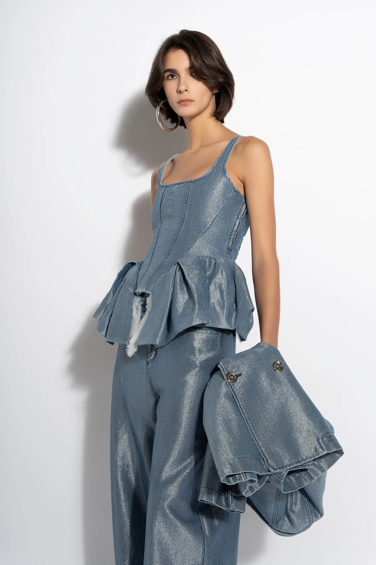 BLUE LUREX FITTED CORSET sold by Marques ’ Almeida product image thumbnail 5