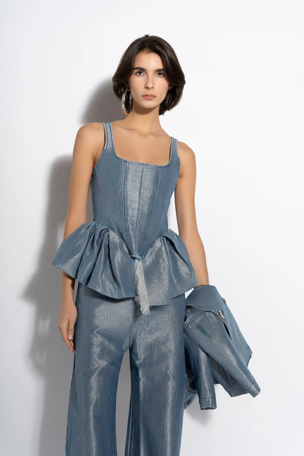 BLUE LUREX FITTED CORSET sold by Marques ’ Almeida product image thumbnail 3