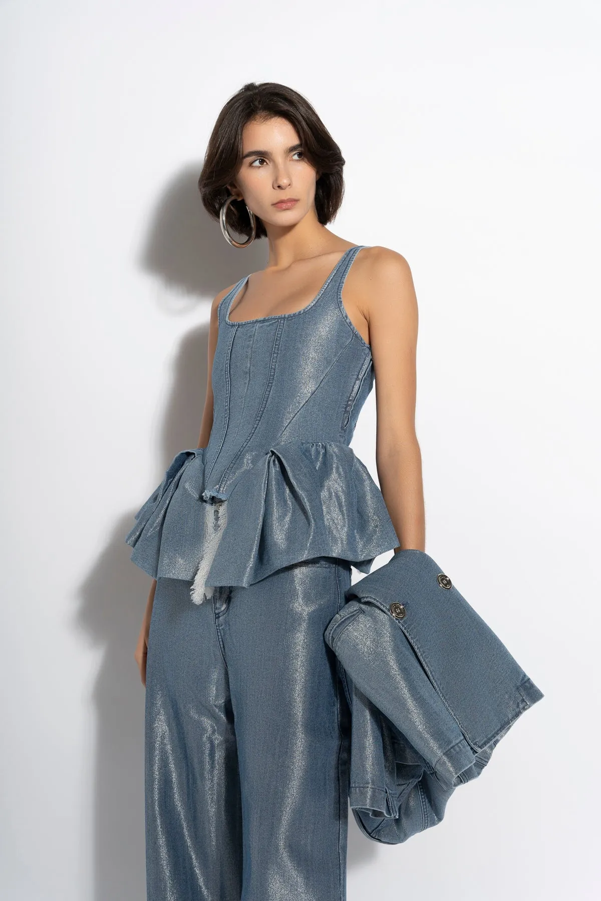 BLUE LUREX FITTED CORSET sold by Marques ’ Almeida product image thumbnail 4