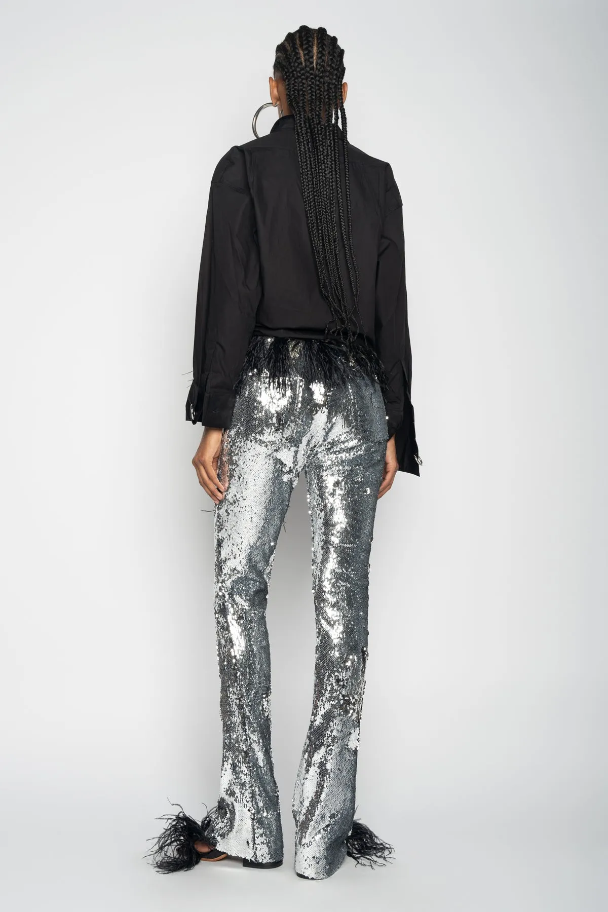 SILVER SEQUINS BOOTCUT TROUSERS sold by Marques ’ Almeida product image thumbnail 2
