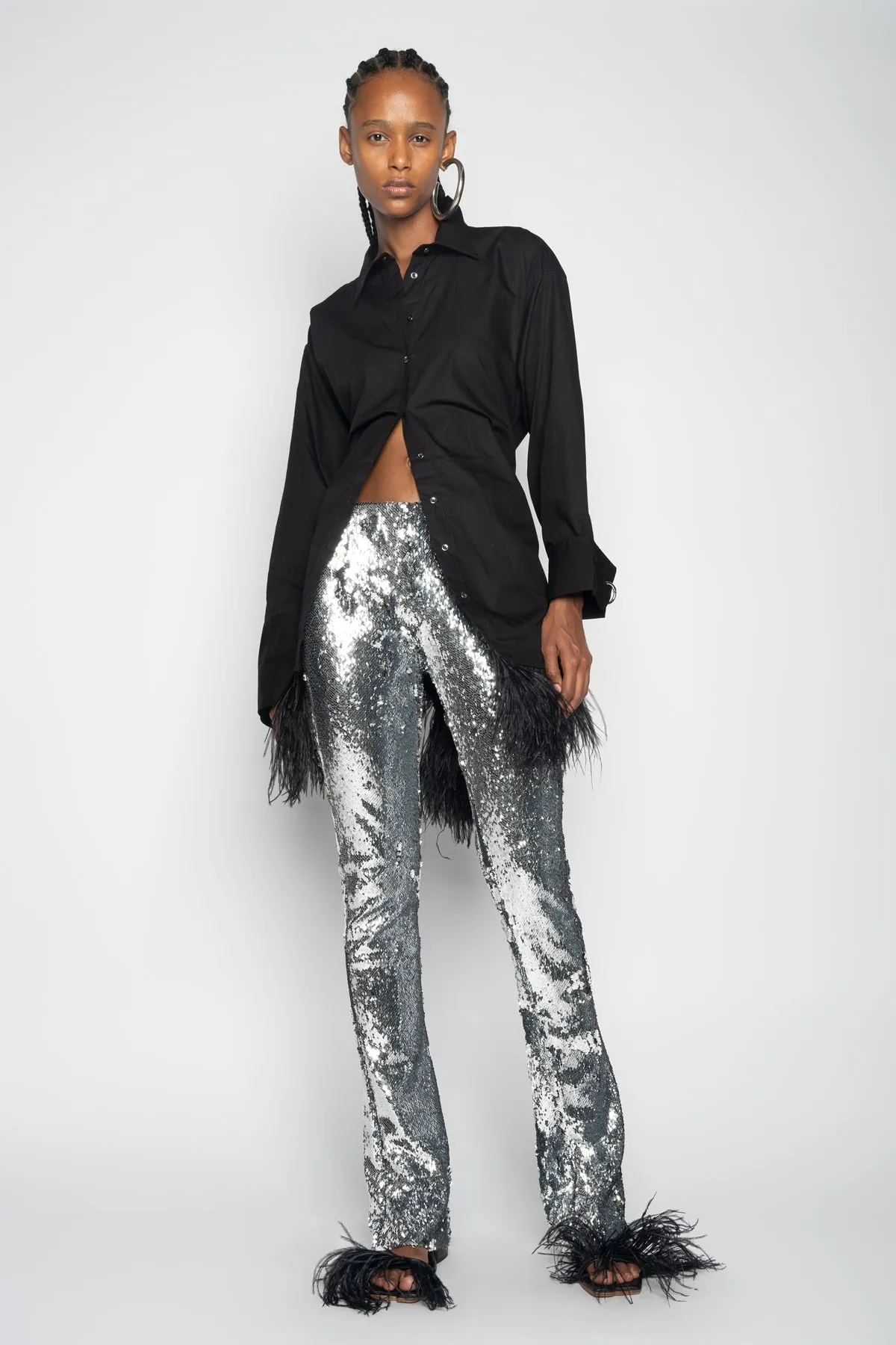 SILVER SEQUINS BOOTCUT TROUSERS sold by Marques ’ Almeida