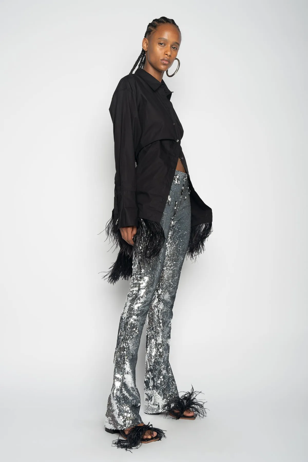SILVER SEQUINS BOOTCUT TROUSERS sold by Marques ’ Almeida product image thumbnail 3
