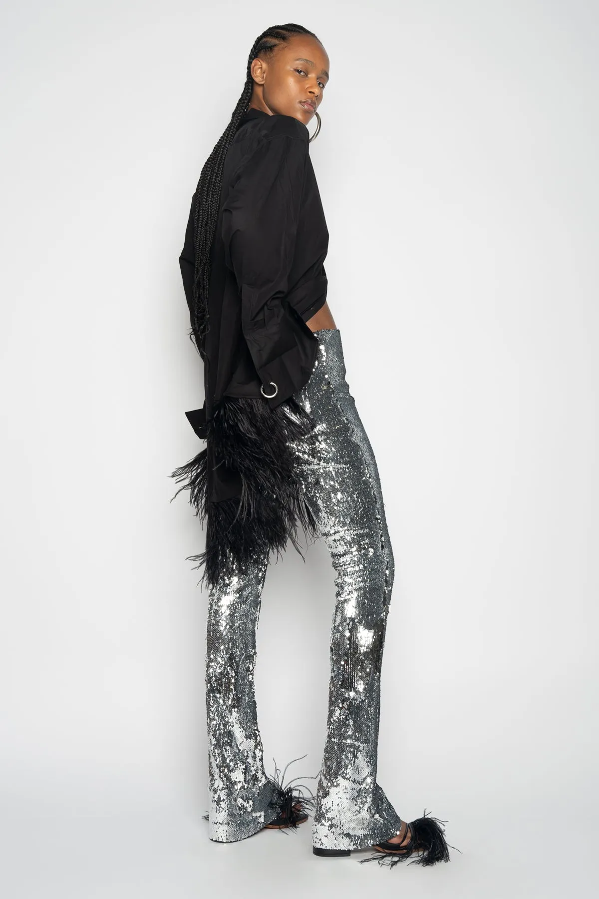 SILVER SEQUINS BOOTCUT TROUSERS sold by Marques ’ Almeida product image thumbnail 4
