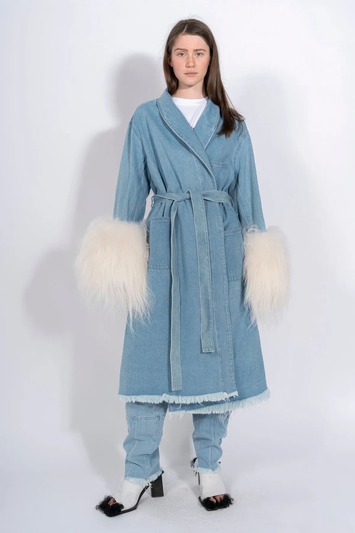 DRESSING GOWN COAT WITH SHEARLING CUFFS sold by Marques ’ Almeida
