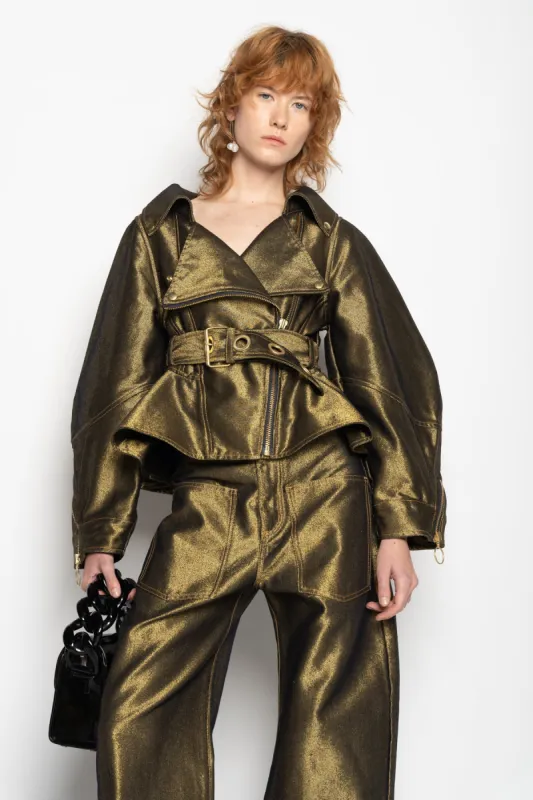 GOLD DENIM POINTY JACKET sold by Marques ’ Almeida
