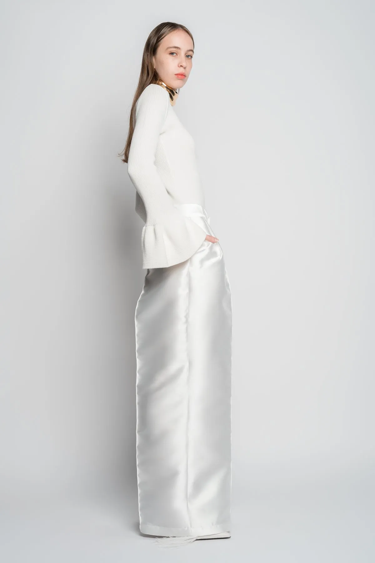 WHITE WIDE LEG TROUSERS sold by Marques ’ Almeida product image thumbnail 4