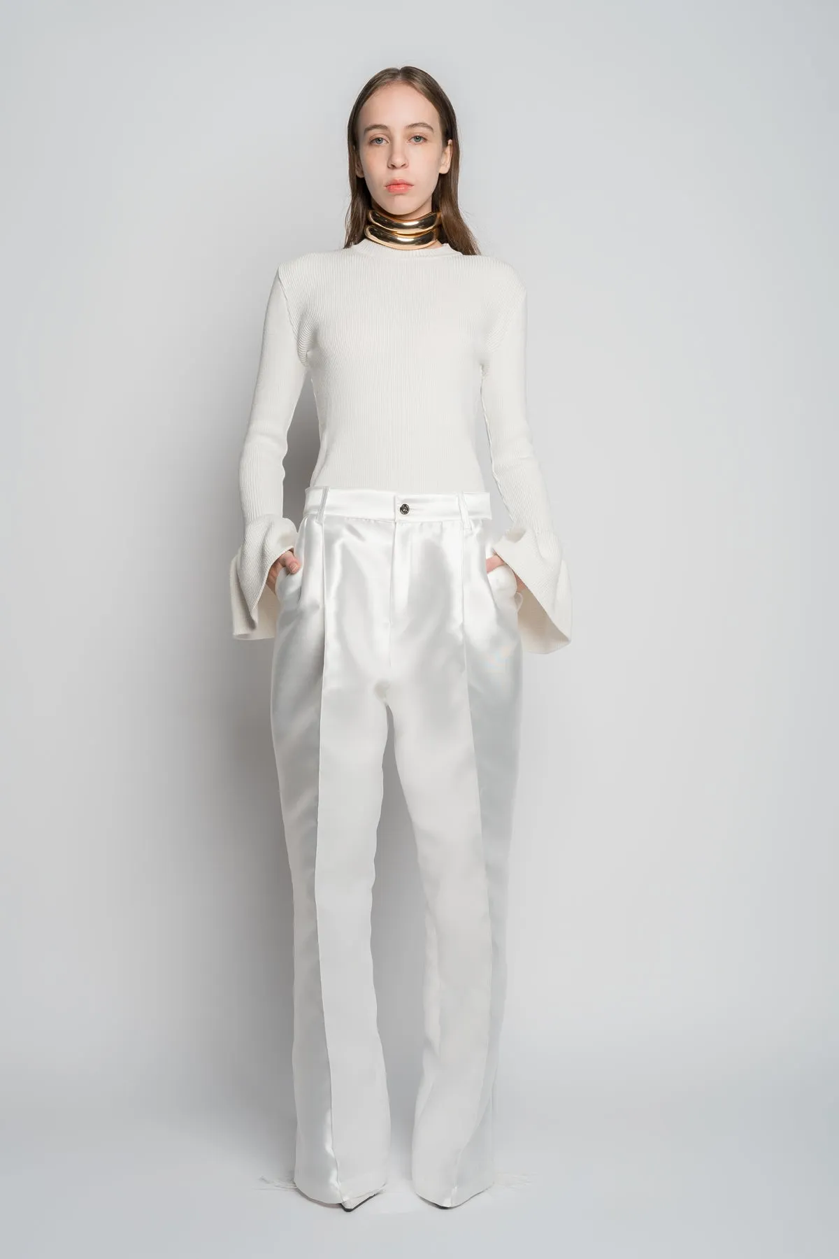 WHITE WIDE LEG TROUSERS sold by Marques ’ Almeida