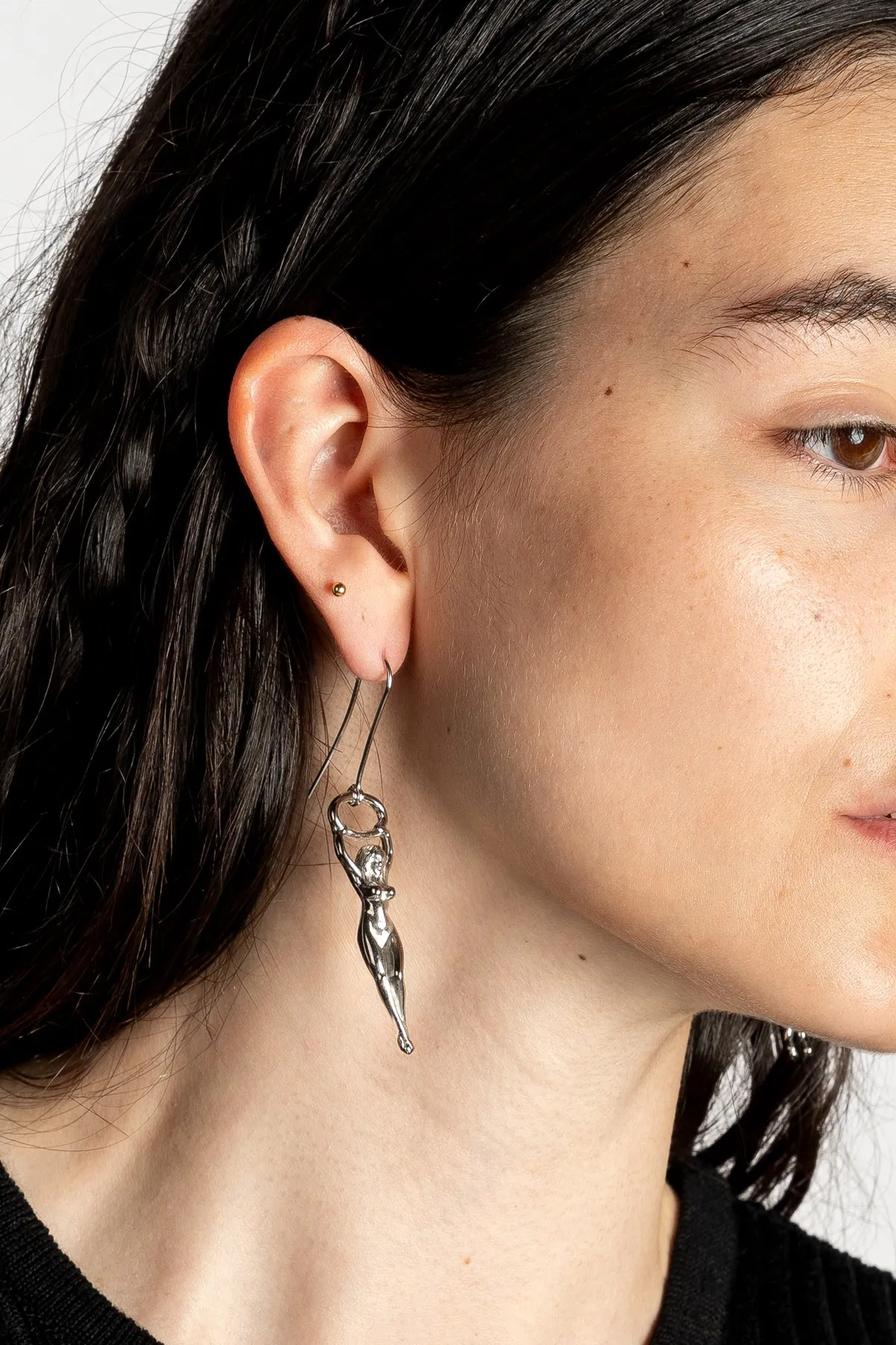 SILVER LADY AND HORSE EARRINGS sold by Marques ’ Almeida product image thumbnail 3