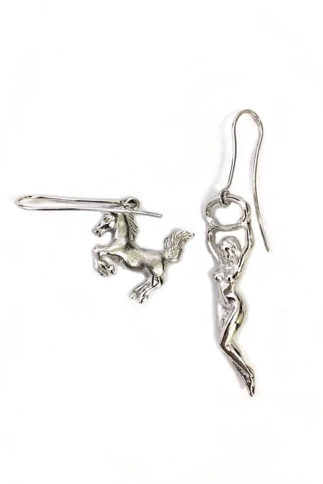 SILVER LADY AND HORSE EARRINGS sold by Marques ’ Almeida product image thumbnail 2