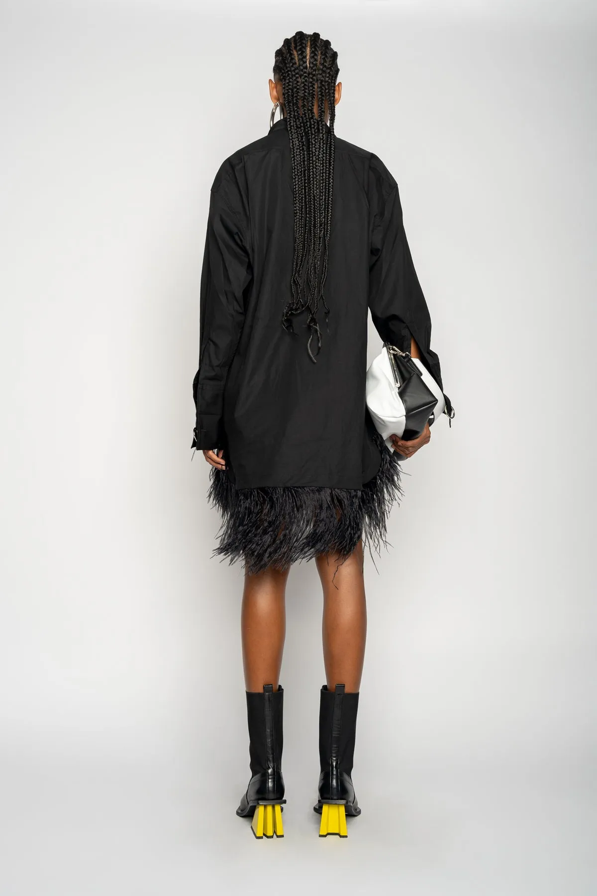BLACK FEATHER HEM SHIRT DRESS sold by Marques ’ Almeida product image thumbnail 3
