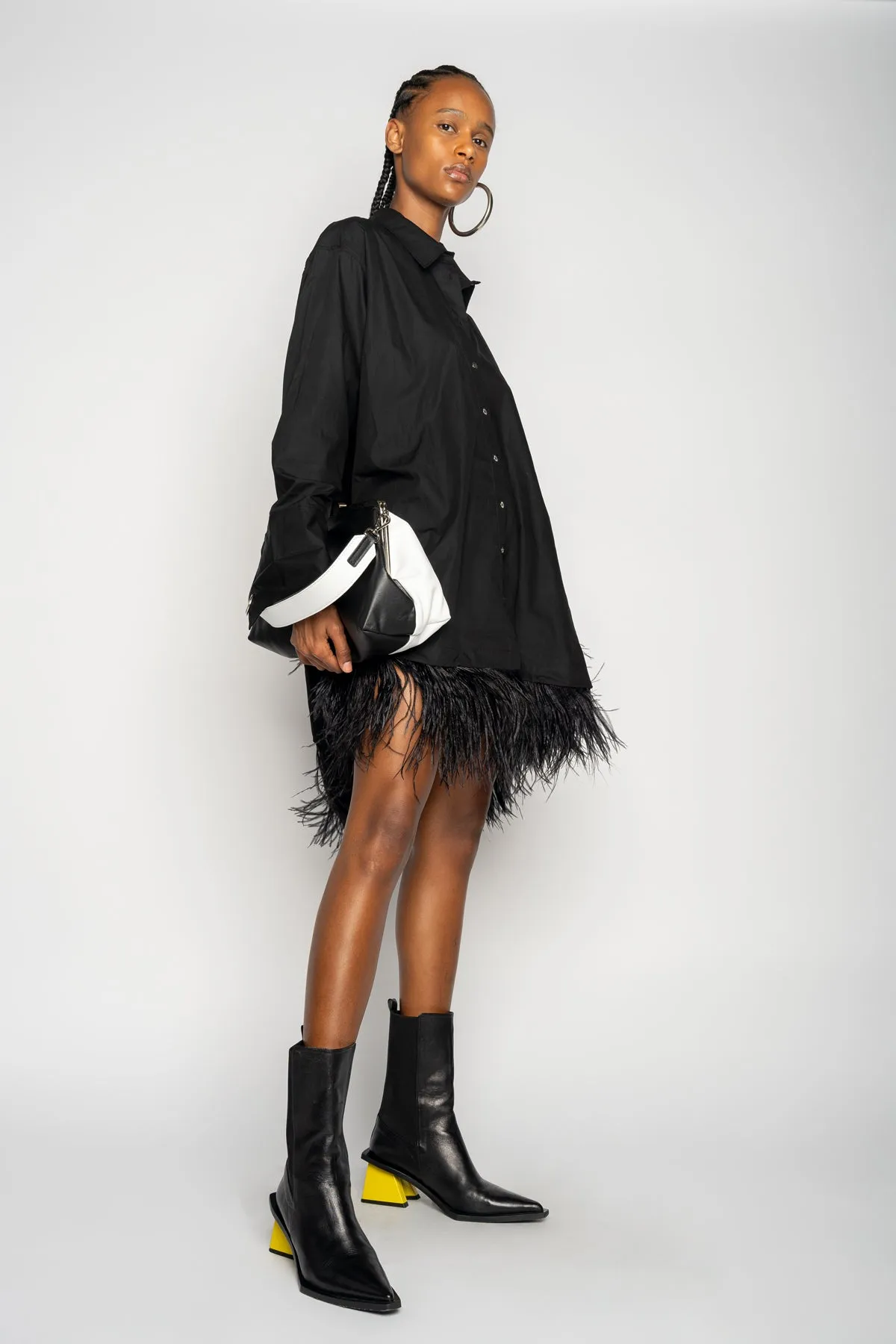 BLACK FEATHER HEM SHIRT DRESS sold by Marques ’ Almeida product image thumbnail 4