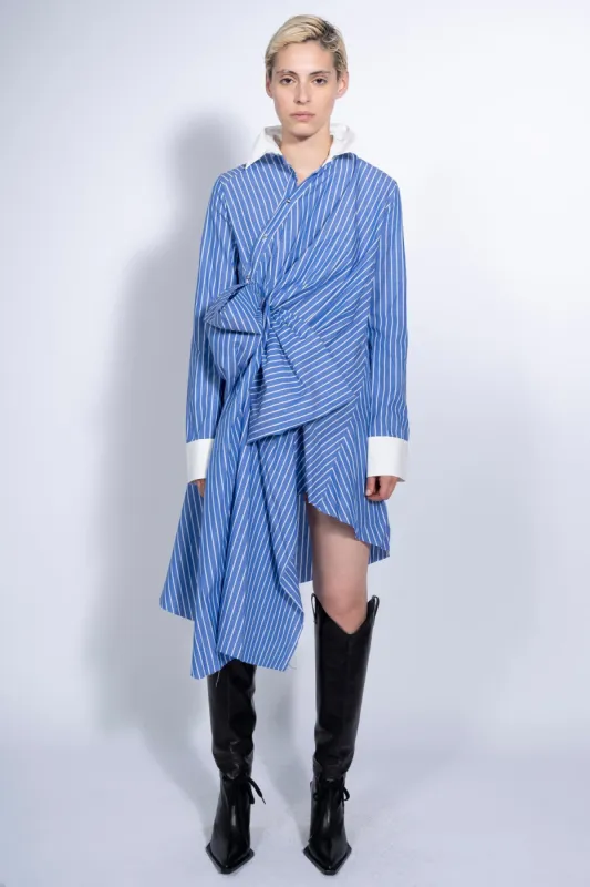 BLUE STRIPED SHIRT DRESS WITH SIDE BOW sold by Marques ’ Almeida
