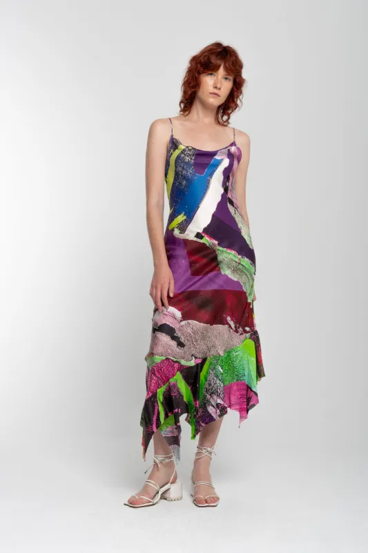 GRAFFITI PRINT STRAP DRESS WITH PEPLUM made by Marques ’ Almeida