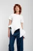 WHITE CAP SLEEVE PLISSE T-SHIRT sold by Marques ’ Almeida