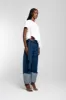WHITE CAP SLEEVE T-SHIRT WITH PLEATS AND ASYMMETRIC HEM sold by Marques ’ Almeida