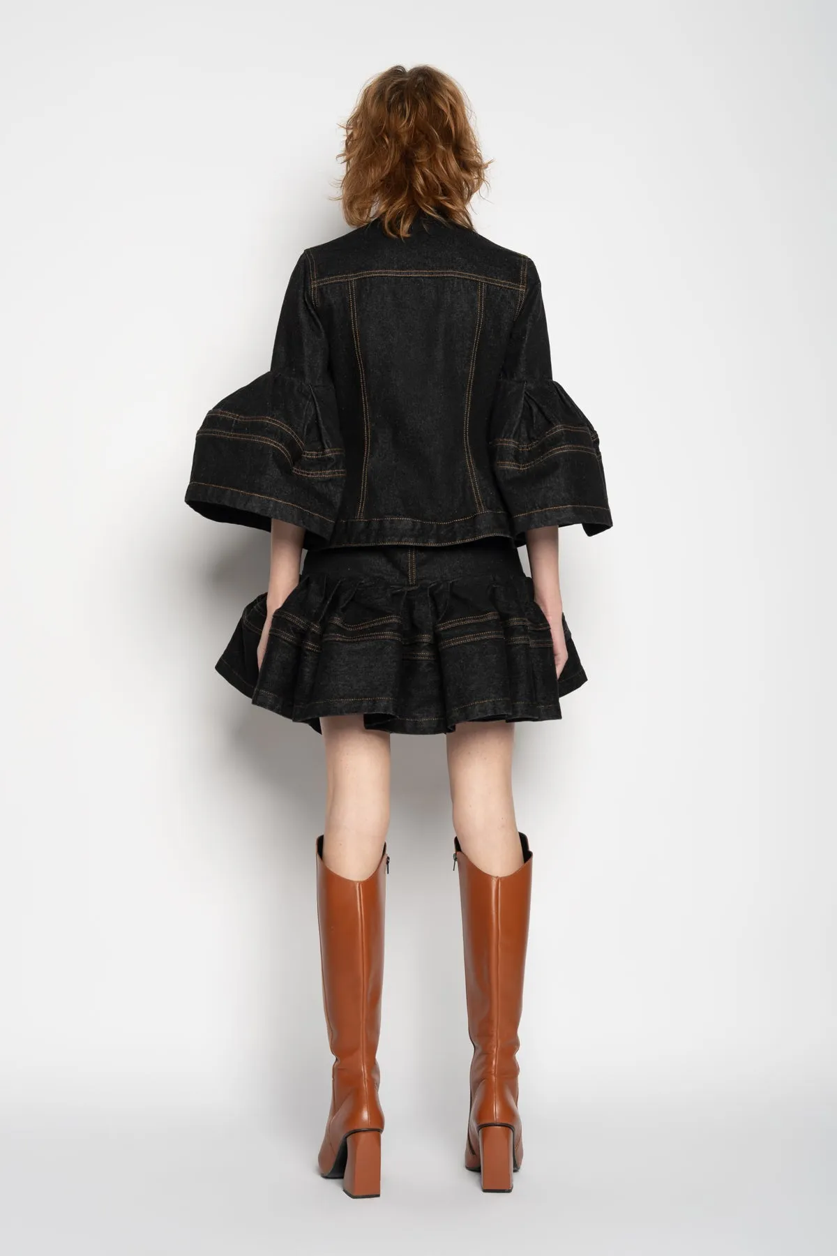 BLACK DENIM SHORT SKIRT WITH FLOUNCE sold by Marques ’ Almeida product image thumbnail 2