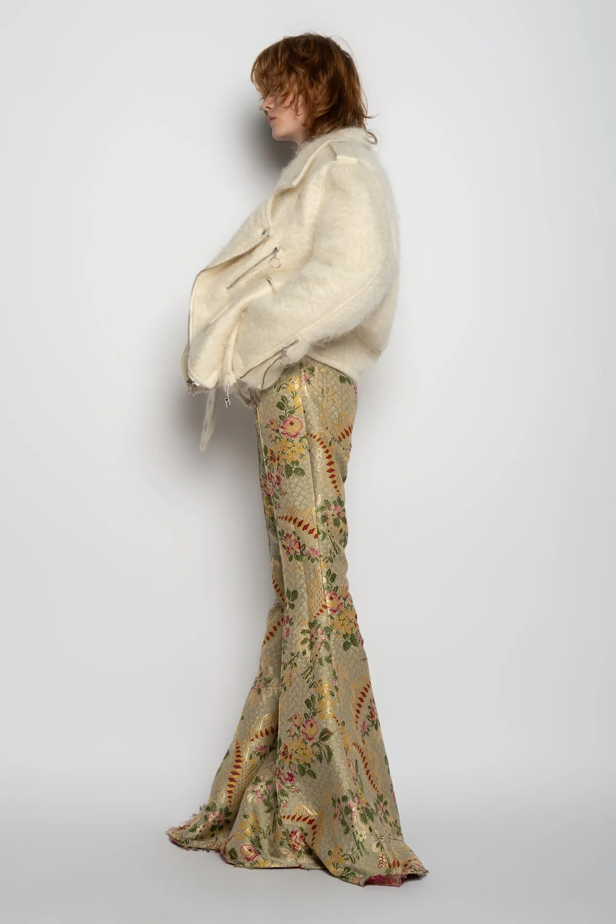 BEIGE BROCADE EXTREME FLARE TROUSERS sold by Marques ’ Almeida product image thumbnail 4