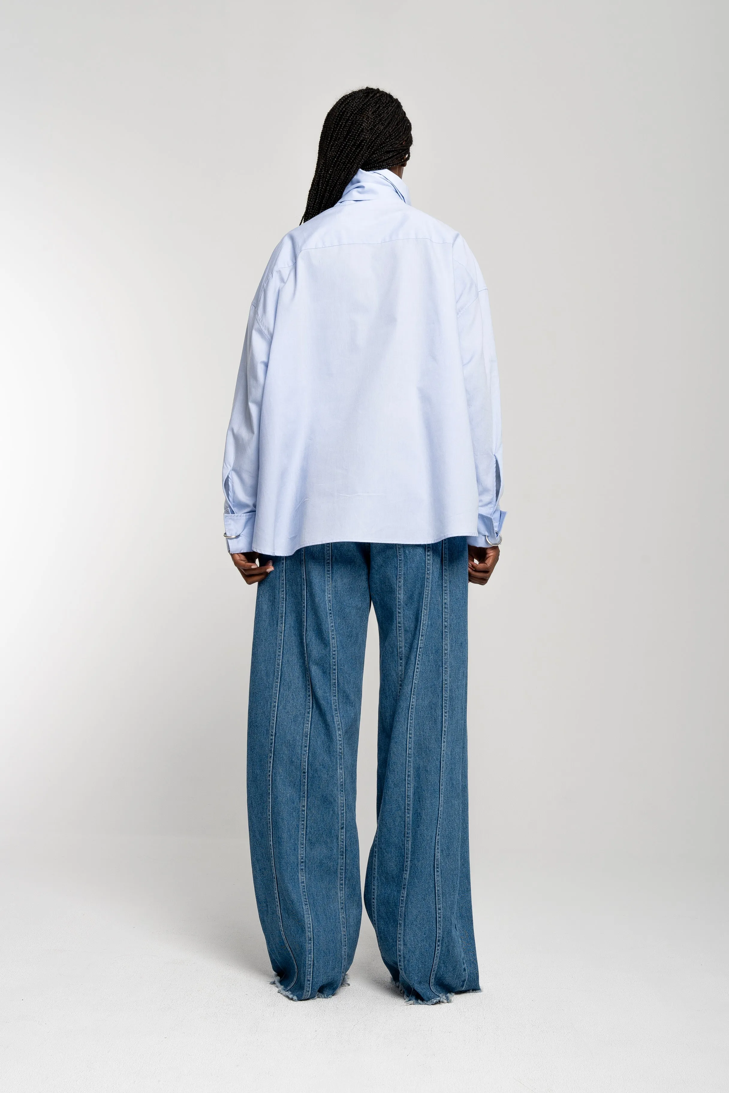 BLUE DENIM BOYFRIEND TROUSERS WITH SEAM LINES sold by Marques ’ Almeida product image thumbnail 2